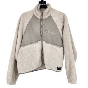 BDG Urban Outfitters Chuck Cream Teddy Fleece Zip Up Jacket Size Small
